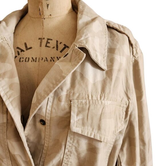 GAP Tan Camo Utility Jacket SZ M 4 pocket snap closure - Picture 4 of 5